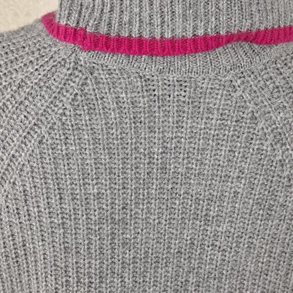 Bartolini Size Small Gray Cowl Neck Sweater Fuschia Trim Wool/Cashmere Blend EUC - Picture 6 of 10